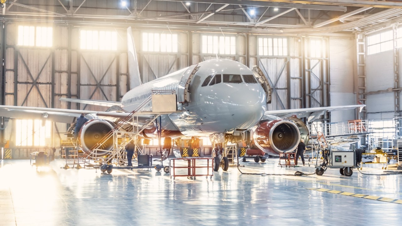 Airplane in hangar